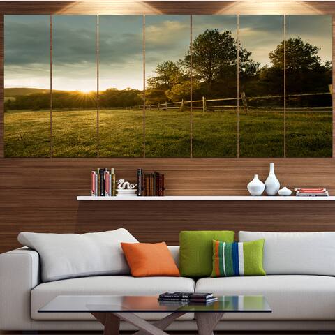Designart "Beautiful Sunrise in the farm" Landscape Wall Artwork - multi