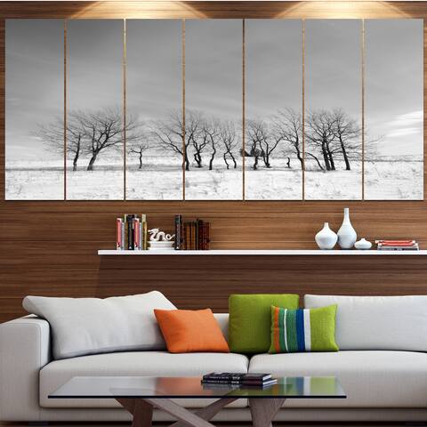 Designart 'Black and White Trees in Winter' Modern Landscape Art - Black