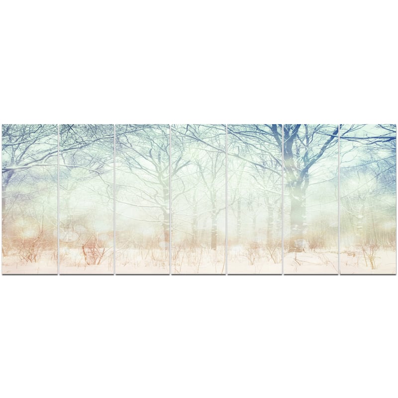 Designart "Winter with Foggy Forest" Landscape Canvas Wall Artwork Print - Multi-color