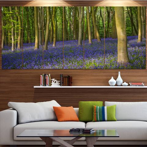 Designart 'Bluebell Woods in Oxfordshire' Landscape Wall Artwork Print on Canvas - Multi-color