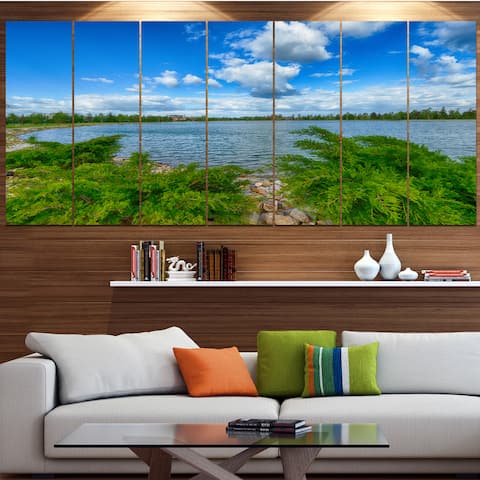 Designart 'Landscape with Green and Waters' Landscape Canvas Wall Artwork Print