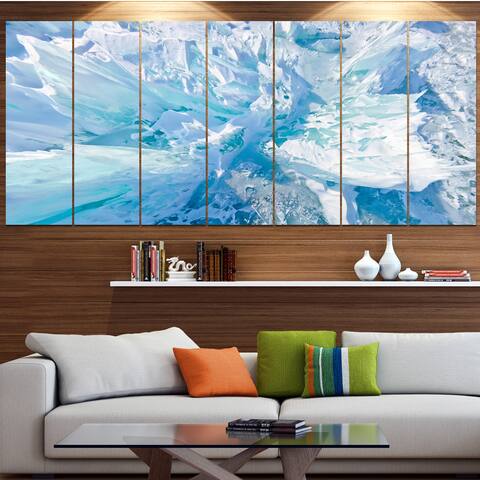Designart 'Blue Ice Hummocks Baikal' Landscape Wall Artwork Print on Canvas - Blue