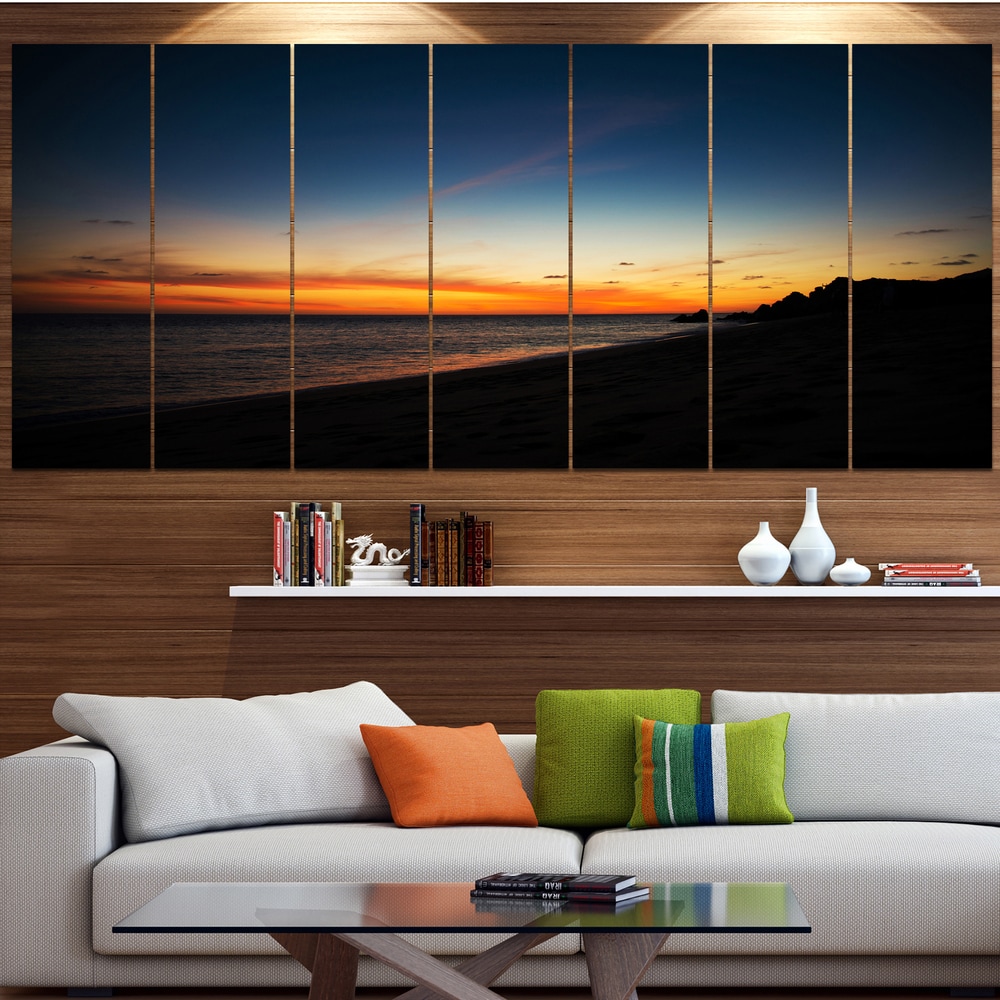 Designart Fishing Hut at Spring Sunset Landscape Canvas Wall