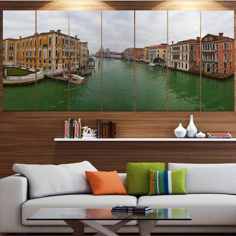 Designart 'Green Waters in Venice Grand Canal' Landscape Wall Artwork Print on Canvas - Green