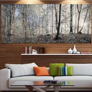 Designart "Dark Morning in Forest Panorama" Landscape Wall Artwork Print on Canvas - Multi-color