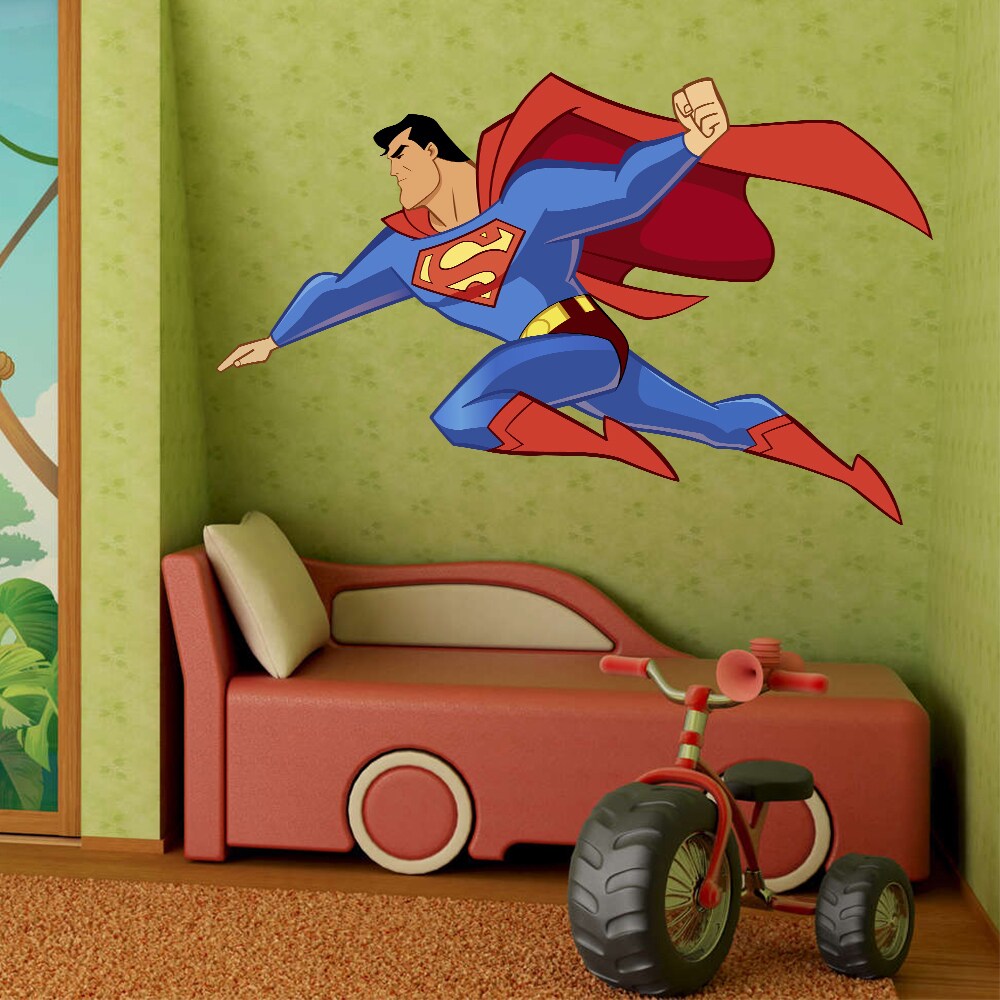 Superman Acrylic Mirror Kids Baby Children Room Nursery Hero Wall Decor Gift 