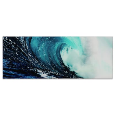"Blue Wave" Abstract Wall Art Printed on Free Floating Tempered Glass