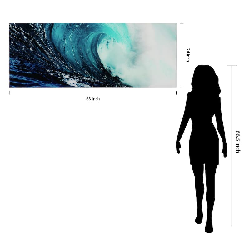 "Blue Wave" Abstract Wall Art Printed on Free Floating Tempered Glass