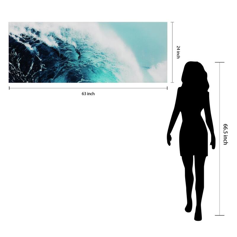 "Blue Wave 1" Graphic Wall Art on Free Floating Tempered Glass Panel