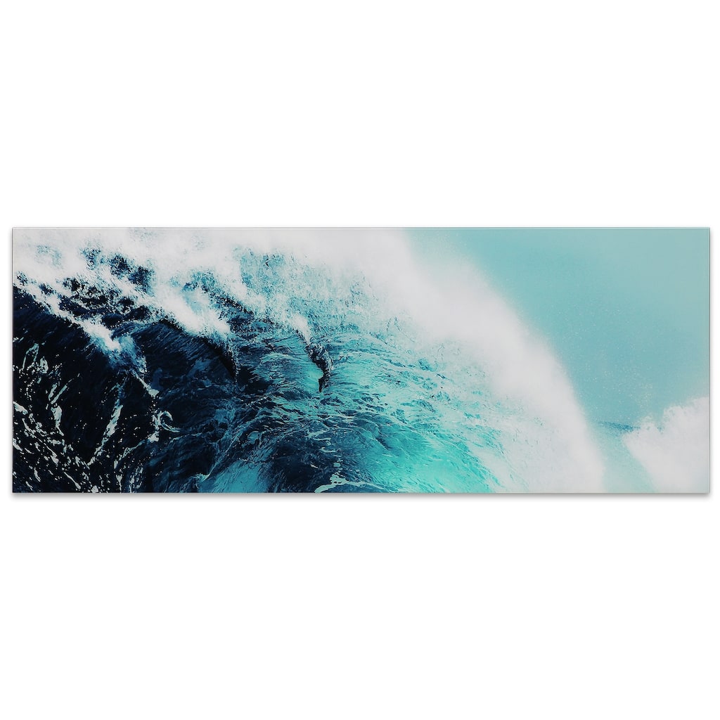 "Blue Wave 1" Graphic Wall Art on Free Floating Tempered Glass Panel