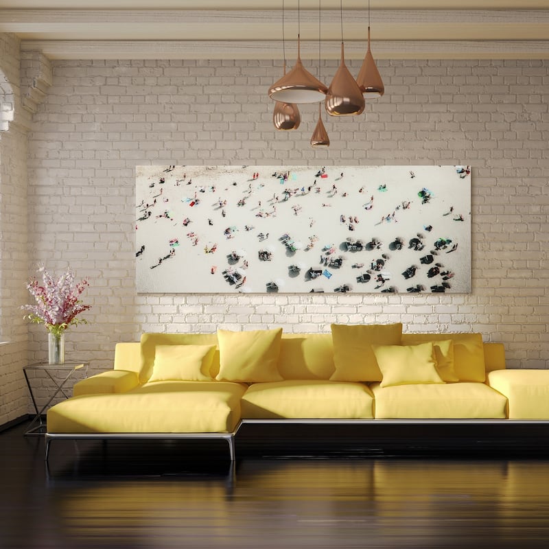 "Beach Day" Frameless Free Floating Tempered Glass Panel Graphic Wall Art