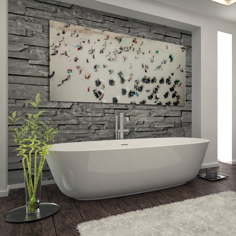 "Beach Day" Frameless Free Floating Tempered Glass Panel Graphic Wall Art