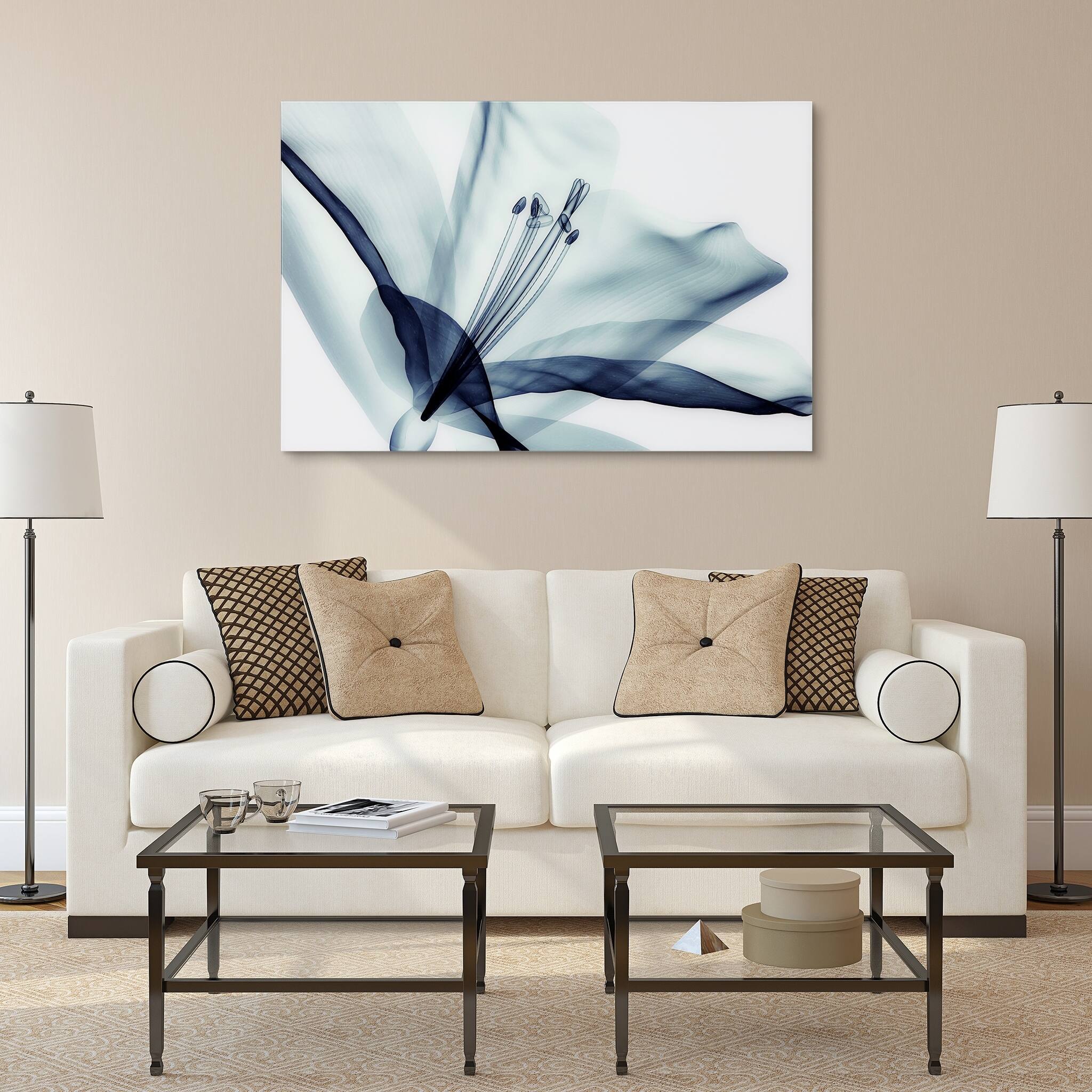 Amaryllis Flower Wall Art Printed on Free Floating Tempered Glass On