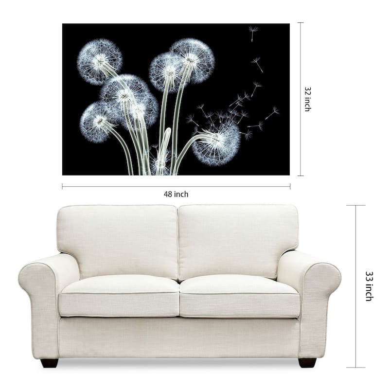 "Dancing Dandelions" Wall Art Printed on Tempered Glass