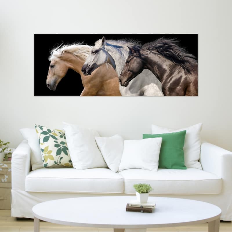 Horses Wall Art on Frameless Free Floating Tempered Glass