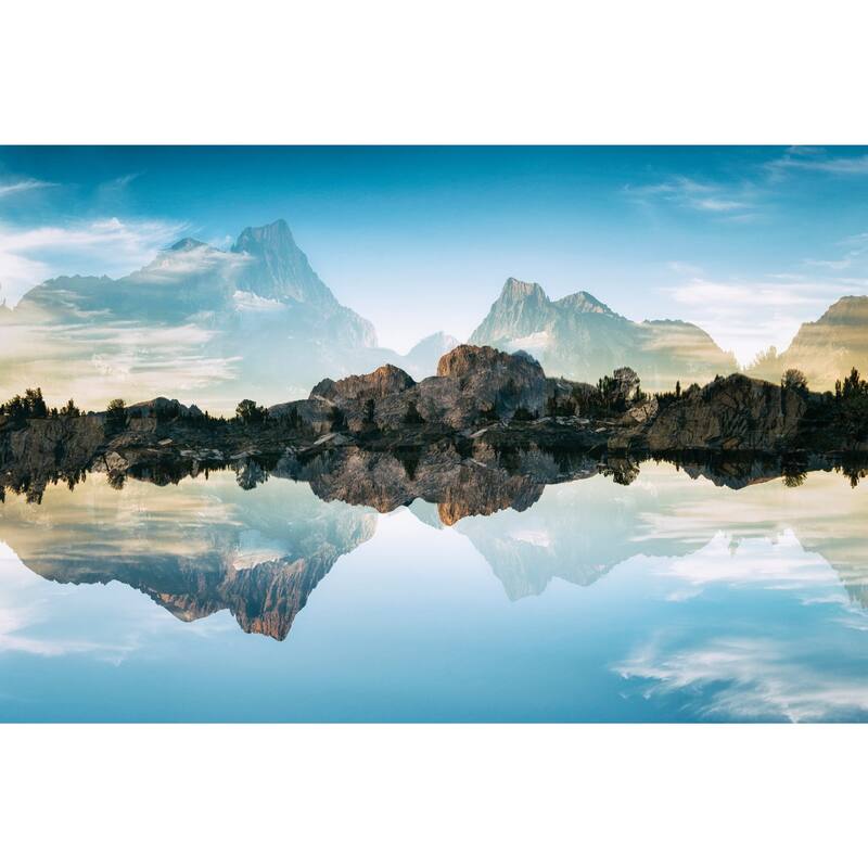 "Quiet Waters" Frameless Free Floating Tempered Glass Panel Graphic Wall Art