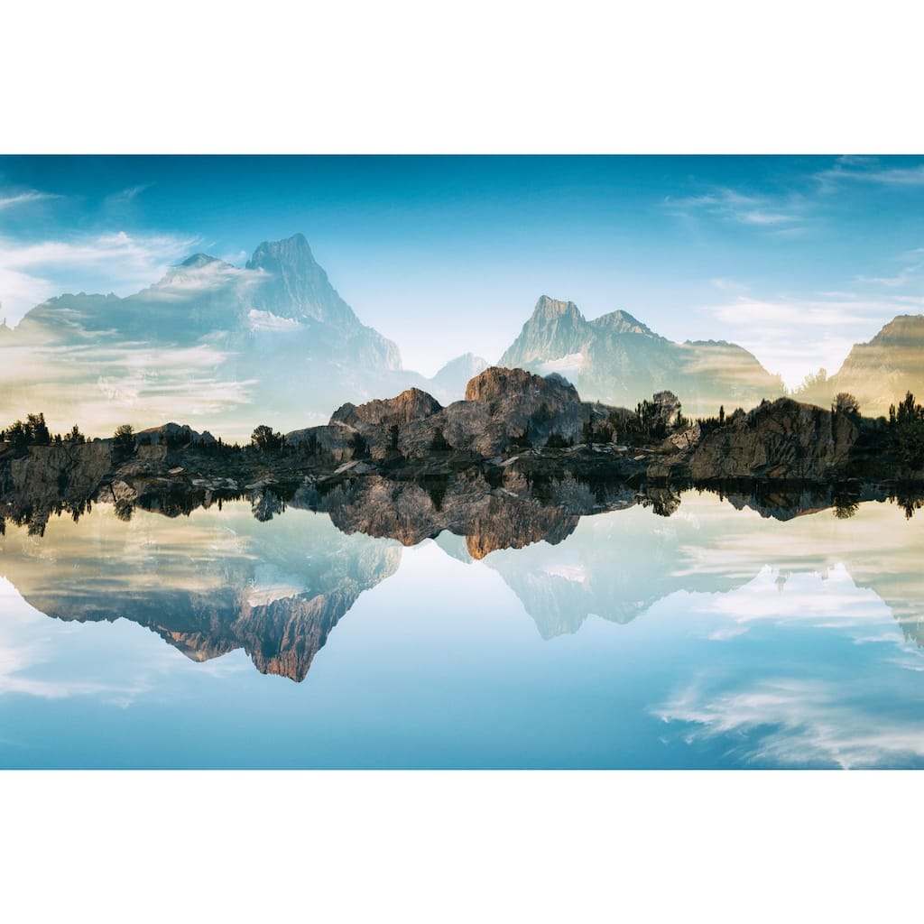 "Quiet Waters" Frameless Free Floating Tempered Glass Panel Graphic Wall Art