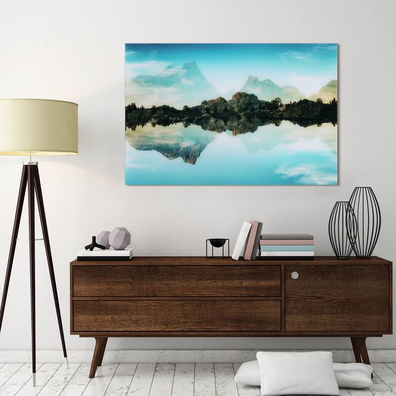 "Quiet Waters" Frameless Free Floating Tempered Glass Panel Graphic Wall Art
