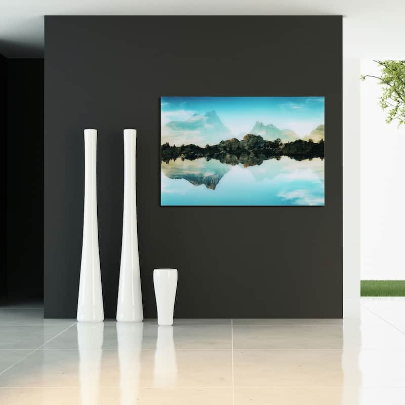 "Quiet Waters" Frameless Free Floating Tempered Glass Panel Graphic Wall Art