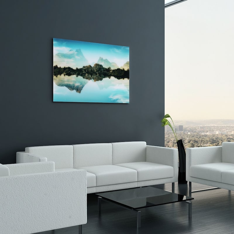 "Quiet Waters" Frameless Free Floating Tempered Glass Panel Graphic Wall Art