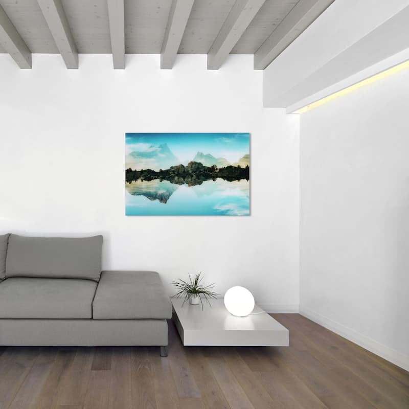 "Quiet Waters" Frameless Free Floating Tempered Glass Panel Graphic Wall Art