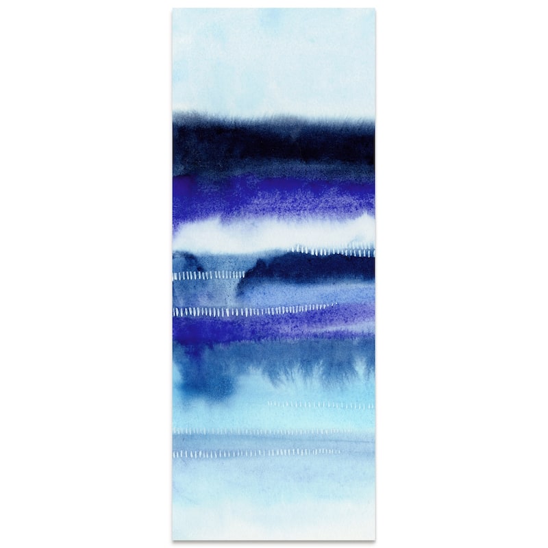 Blue Abstract Graphic Wall Art on Free Floating Tempered Glass Panel