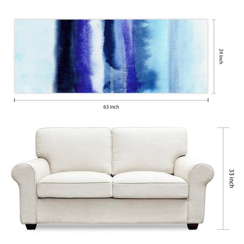 Blue Abstract Graphic Wall Art on Free Floating Tempered Glass Panel