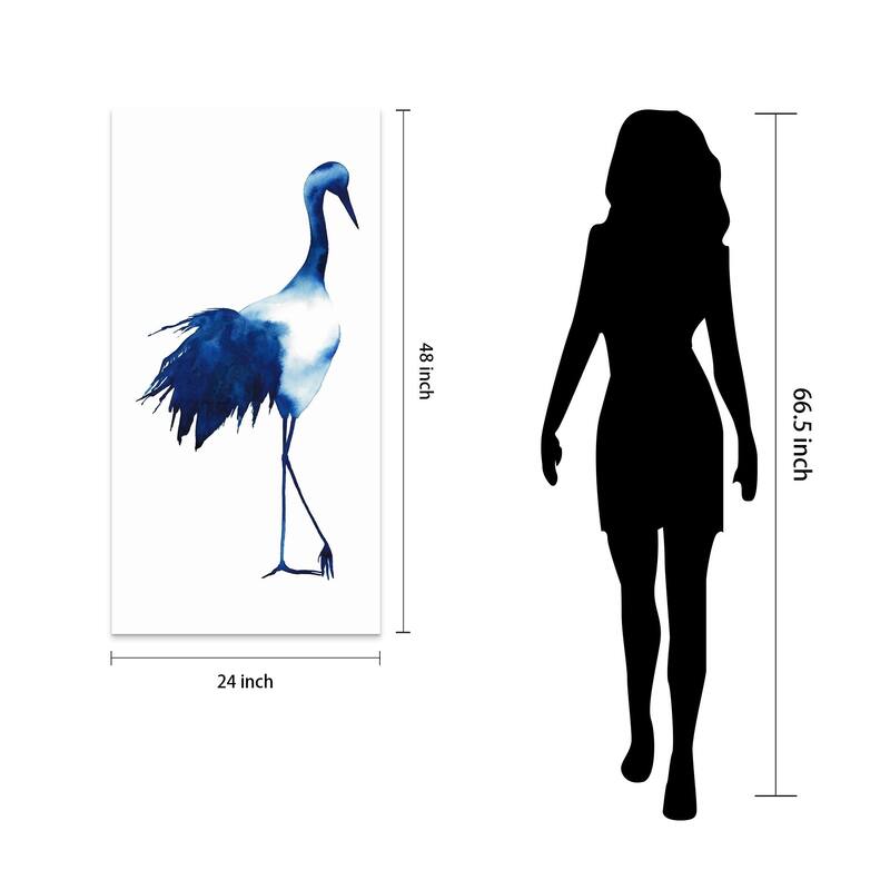 "Ink Drop Crane 1" Frameless Free Floating Tempered Glass Panel Graphic Wall Art