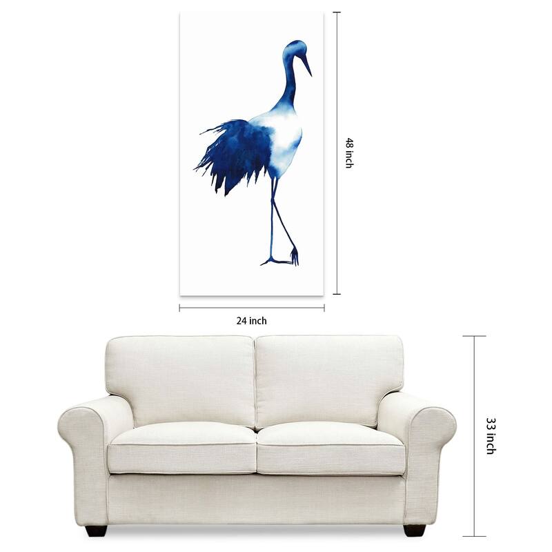 "Ink Drop Crane 1" Frameless Free Floating Tempered Glass Panel Graphic Wall Art