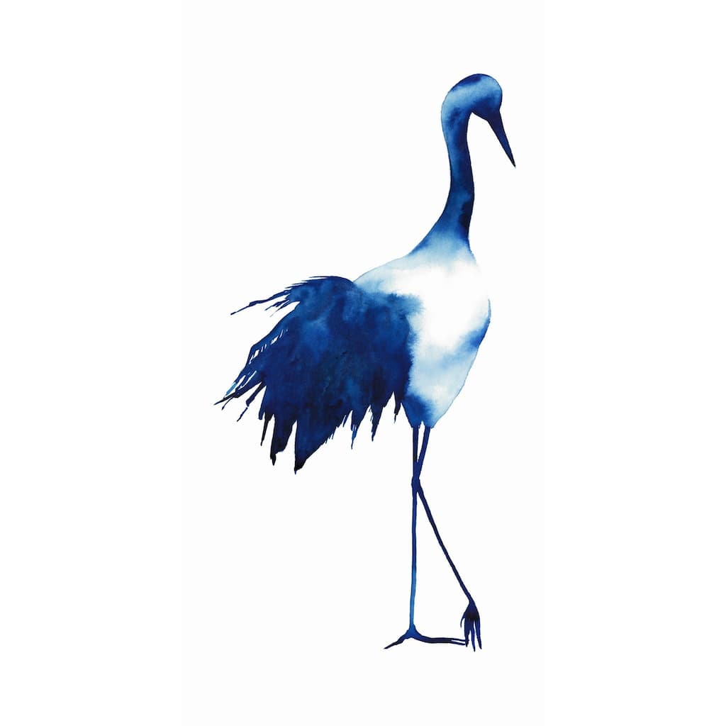 "Ink Drop Crane 1" Frameless Free Floating Tempered Glass Panel Graphic Wall Art