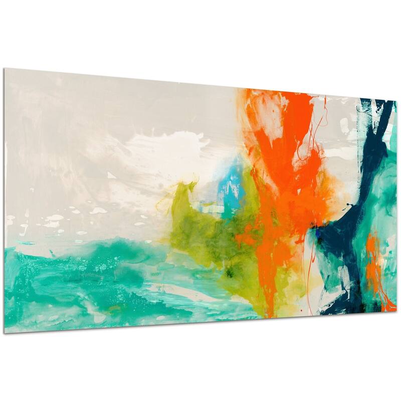"Tidal Abstract 1" Frameless Free Floating Tempered Glass Panel Graphic Wall Art