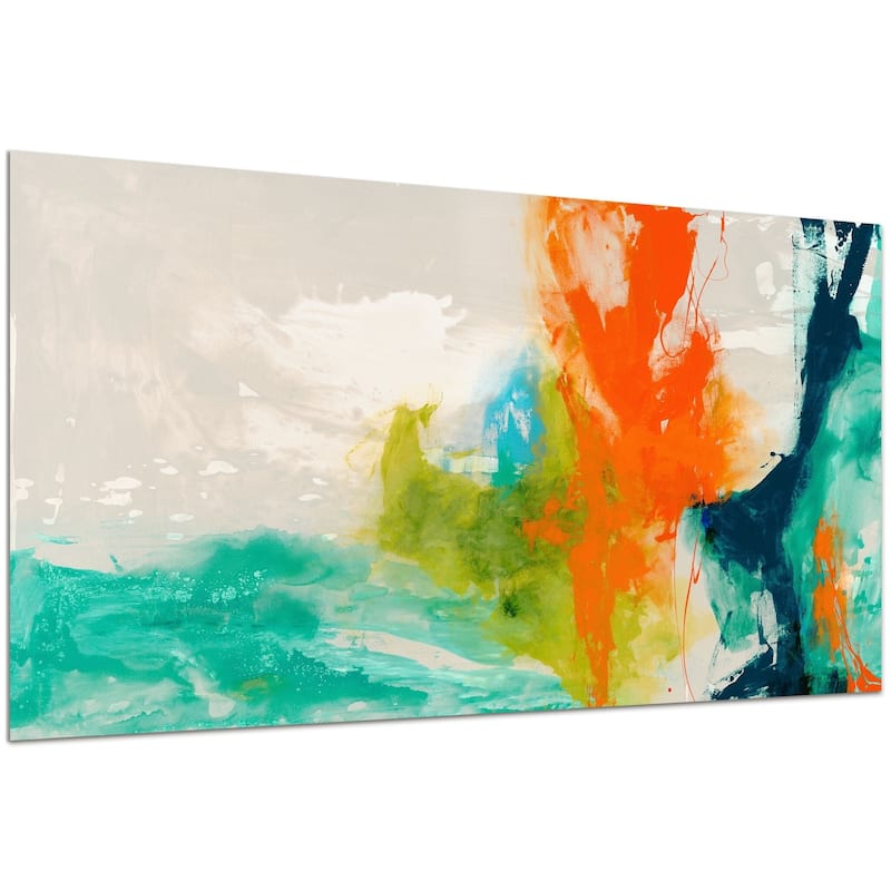 "Tidal Abstract 1" Frameless Free Floating Tempered Glass Panel Graphic Wall Art