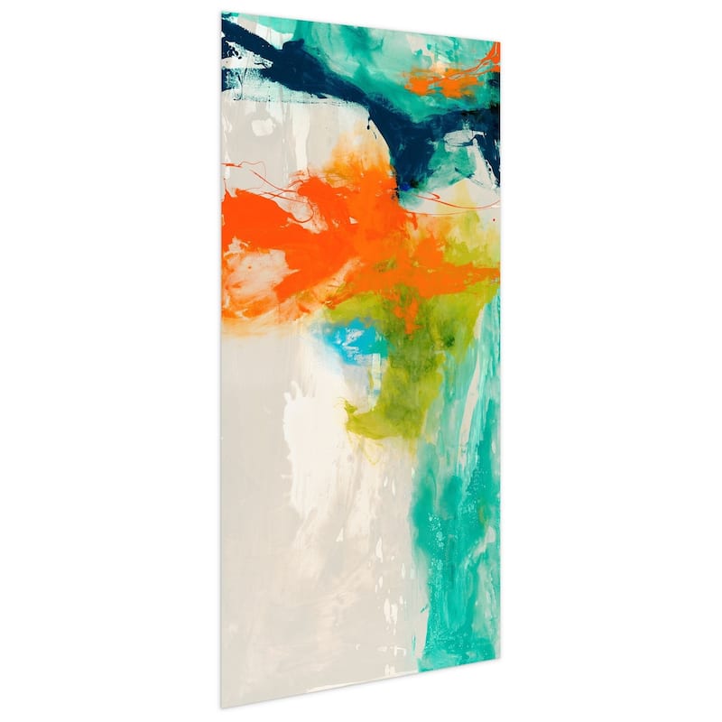 "Tidal Abstract 1" Frameless Free Floating Tempered Glass Panel Graphic Wall Art