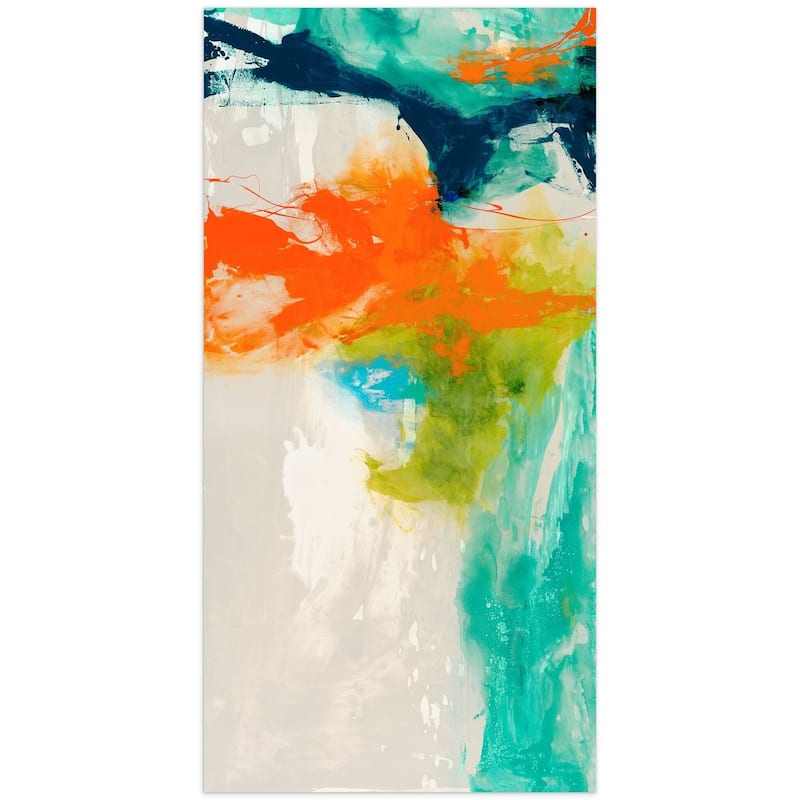 "Tidal Abstract 1" Frameless Free Floating Tempered Glass Panel Graphic Wall Art