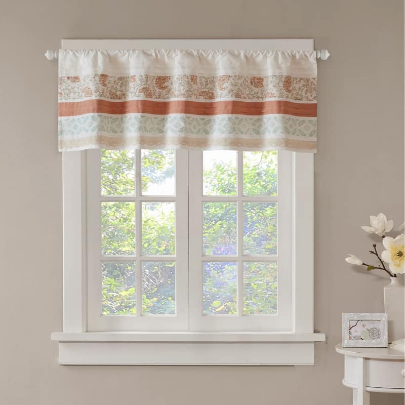 Madison Park Dawn Printed and Pieced Rod Pocket Valance - 50 x 18