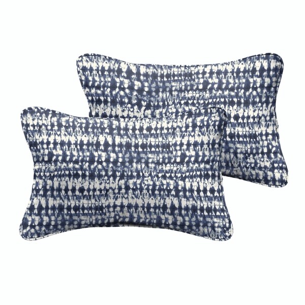 Porter Indigo and Navy Graphic Indoor/ Outdoor 13 x 20-inch Corded Pillow Set