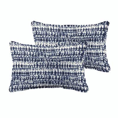 Porter Graphic Indigo and Navy Indoor/ Outdoor 13 x 20 Inch Flange Pillow Set