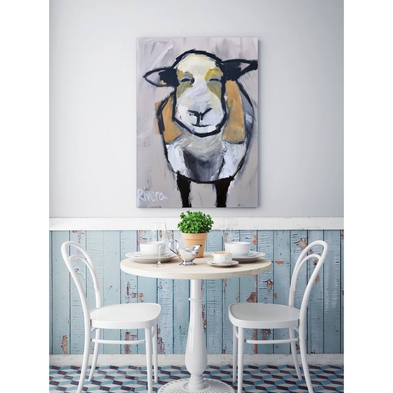 Grinning Sheep' Painting Print on Wrapped Canvas - Multi-Color