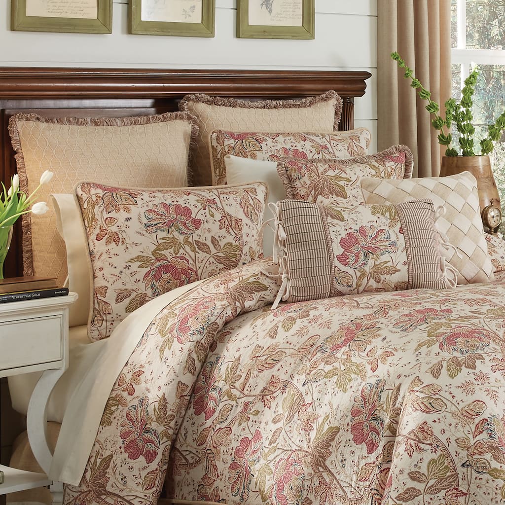 Croscill Camille 4 Piece Comforter Set - Ivory/Red