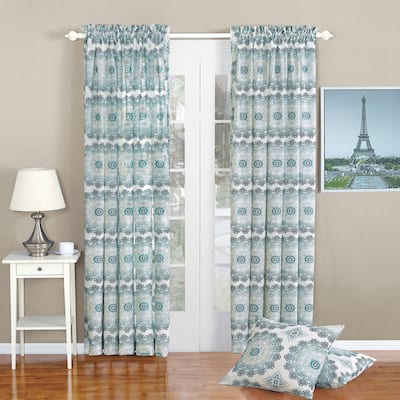 Serenta Delia Printed Rod Pocket Curtain Panel and Pillow Set