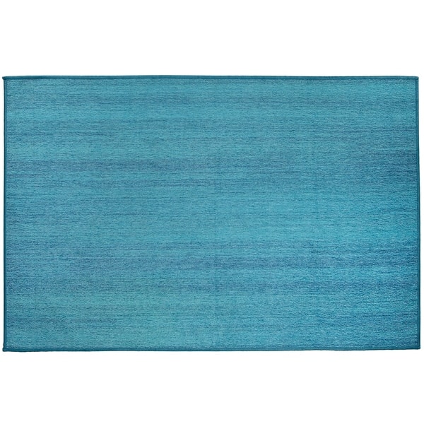 Ruggable 8' round blue multicolor rug with cushioned pad system