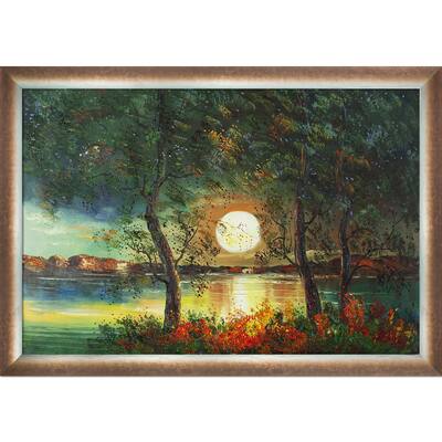 La Pastiche Justyna Kopania 'Moon' Hand Painted Framed Oil Reproduction on Canvas