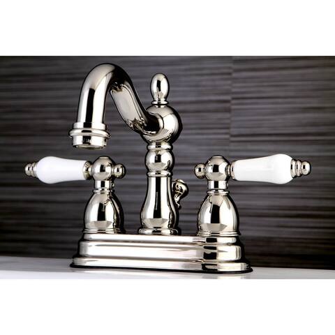Heritage Porcelain-Handles Polished Nickel Bathroom Faucet