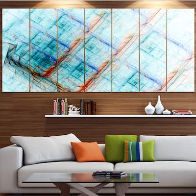 Designart "Light Blue Metal Grill" Abstract Art on Canvas