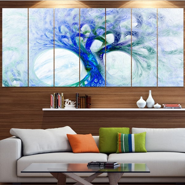 Designart 'Blue Mystic Psychedelic Tree' Abstract Wall Art Canvas ...