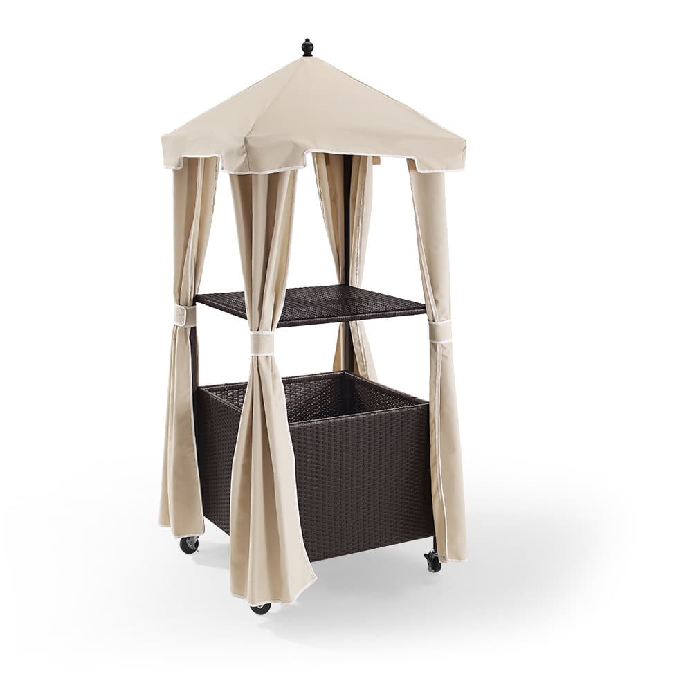 Crosley Palm Harbor Brown Wicker Outdoor Towel Valet with Sand Cover