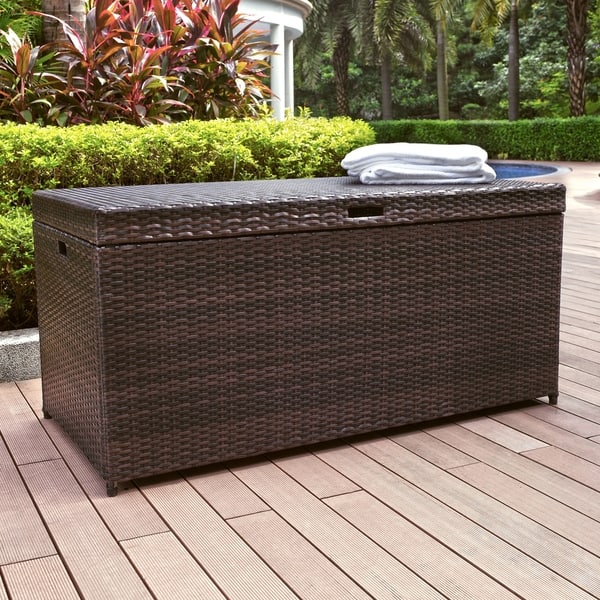 slide 1 of 8, Palm Harbor Outdoor Wicker Storage Bin