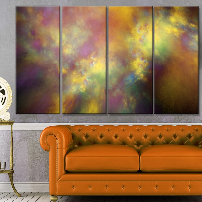 Designart "Perfect Yellow Starry Sky" Abstract Wall Artwork