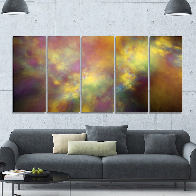 Designart "Perfect Yellow Starry Sky" Abstract Wall Artwork