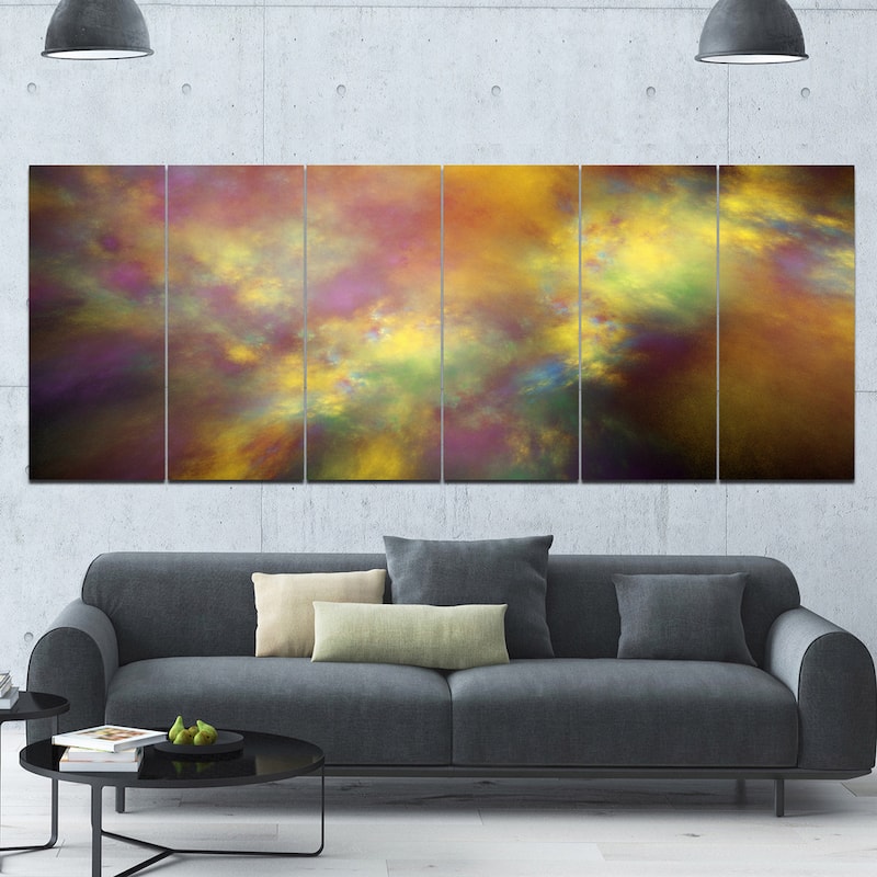 Designart "Perfect Yellow Starry Sky" Abstract Wall Artwork